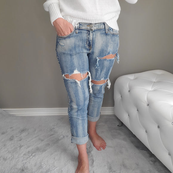 KanCan Boyfriend Fit Distressed Jeans